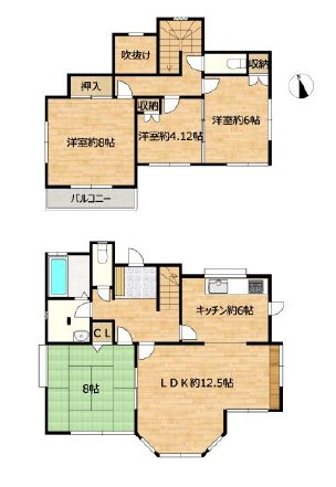 土浦市永国東町　中古戸建 間取図・土地図