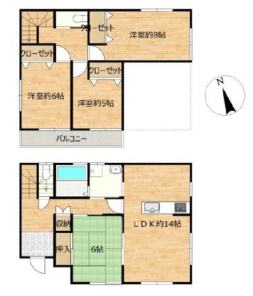 石岡市東田中　中古戸建 間取図・土地図