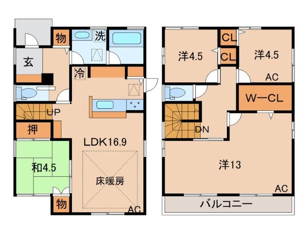 阿見町本郷１丁目　中古戸建 間取図・土地図