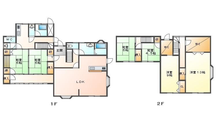 上田市東内　中古戸建 間取図・土地図