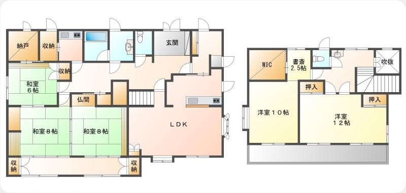 上田市上田原　中古戸建 間取図・土地図