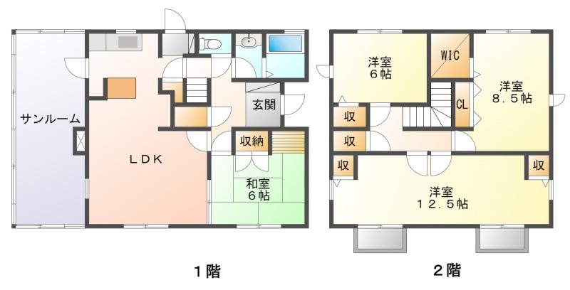 上田市上野　中古戸建 間取図・土地図
