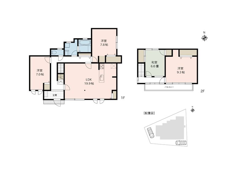 長野市三輪　中古戸建 間取図・土地図
