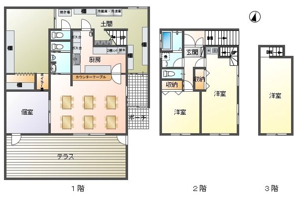軽井沢町長倉　店舗兼住居 間取図・土地図