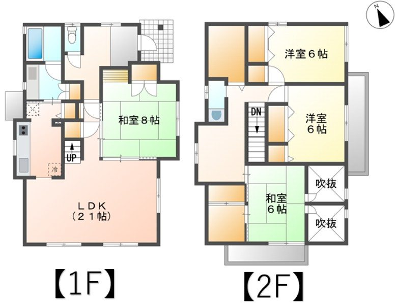 上田市中之条　中古戸建 間取図・土地図