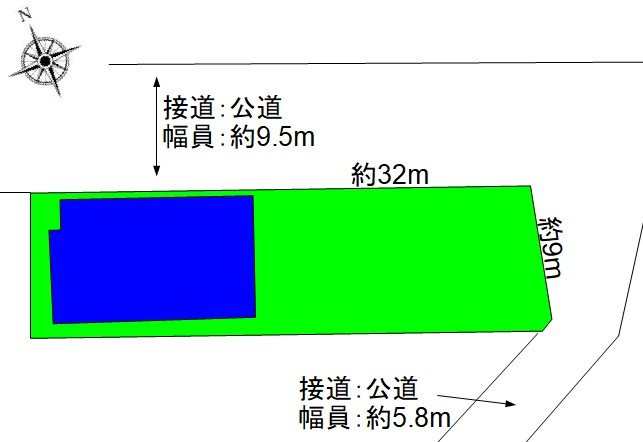 上田市芳田　店舗付き中古戸建 間取図・土地図