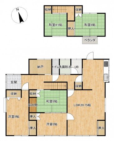 上田市上田原　中古戸建 間取図・土地図