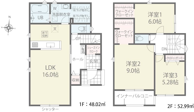 上田市上田　新築戸建 間取図・土地図