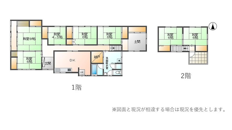 松本市波田　中古戸建 間取図・土地図