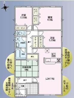 グレイドルガーデン塩尻市広丘吉田第6　１号棟　新築戸建 間取図・土地図