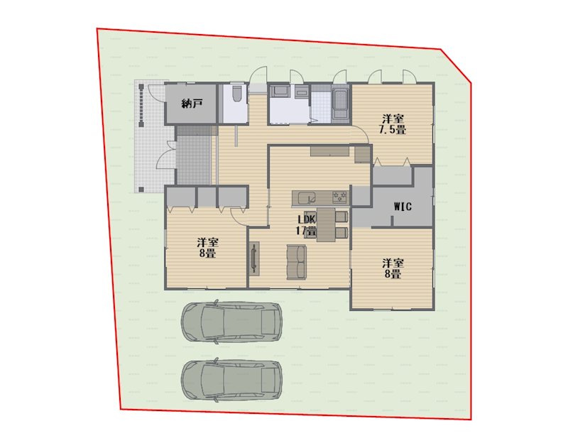安曇野市豊科高家　中古戸建 間取図・土地図