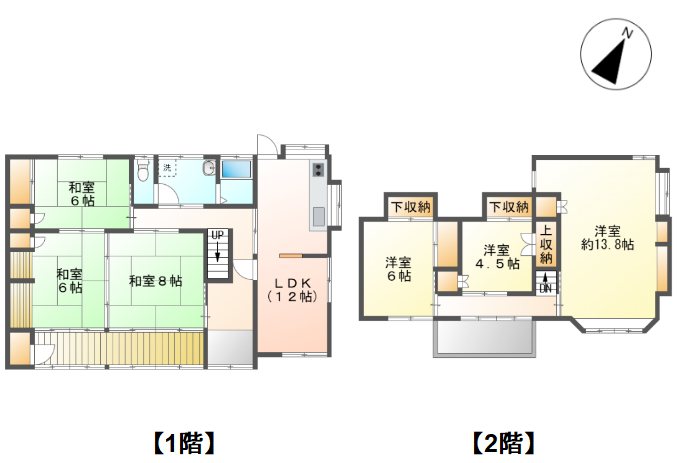上田市古里　中古戸建 間取図・土地図
