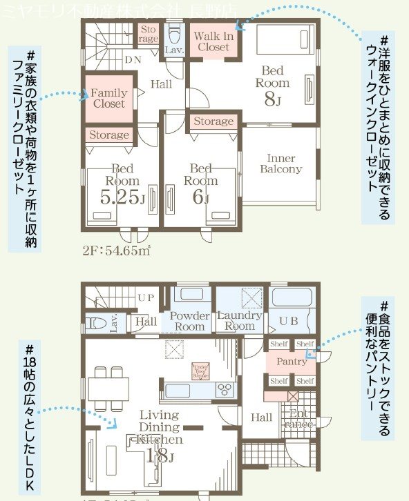 長野市北堀第３　新築戸建３ 間取図・土地図