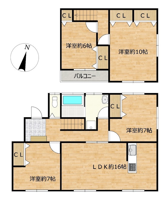 【【中古住宅】】大田原市薄葉　戸建て 間取図・土地図