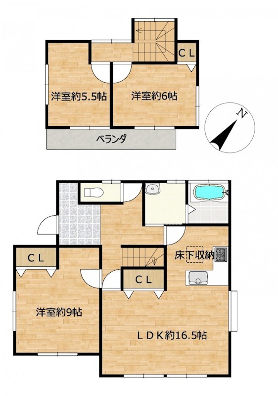 【【中古住宅】】大田原市浅香３丁目　戸建て 間取図・土地図