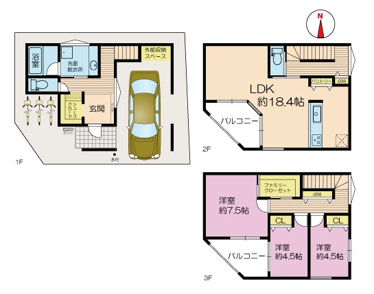 城東区鴫野西5丁目　新築戸建 間取図・土地図