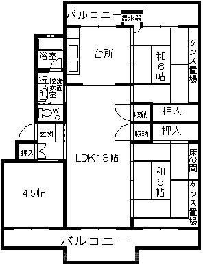 鴨池ハイム　4号棟　202号 間取図・土地図