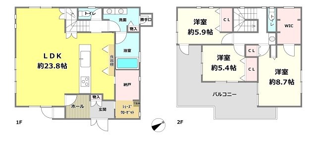 彦根市野良田町中古戸建 間取図・土地図
