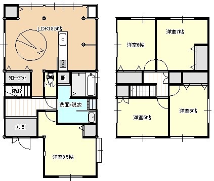 彦根市野田山町中古戸建 間取図・土地図