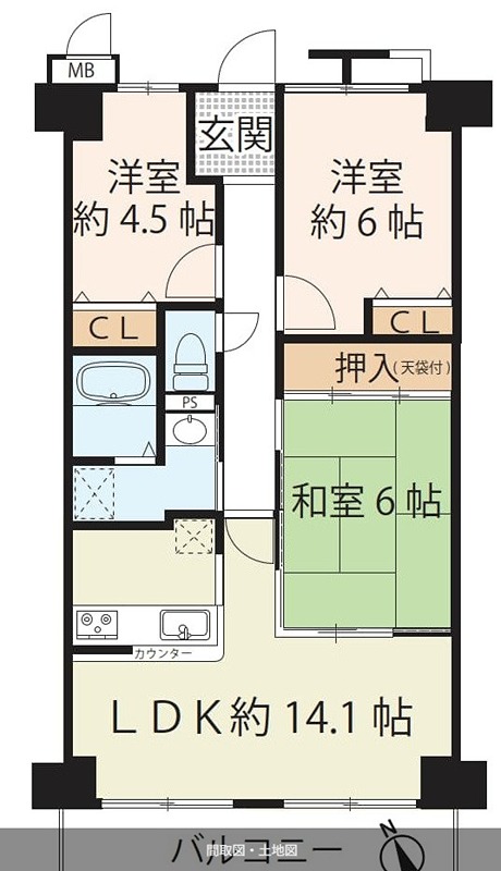 レイクイーストＣＩＴＹ壱番館グレーシィ稲枝Ⅰ期棟 間取図・土地図