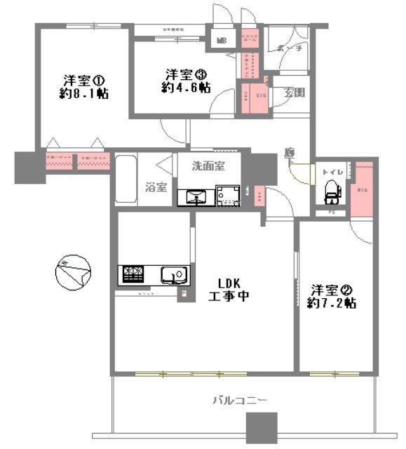 キングスクエアランドレックスC棟 間取図・土地図