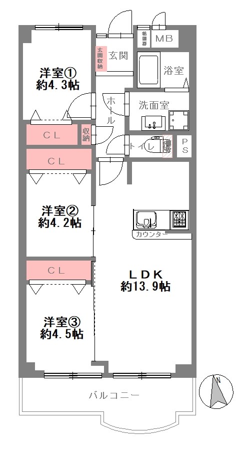 千里グランドコーポ 間取図・土地図