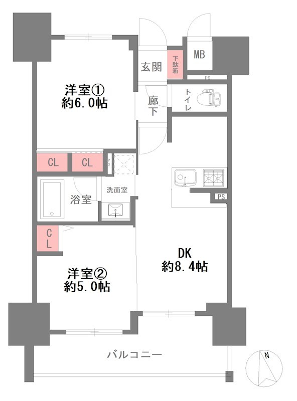 エステムプラザ大手前エヴァース 間取図・土地図