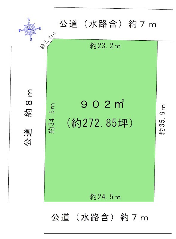 尾張旭市東印場町　売地　農地 間取図・土地図