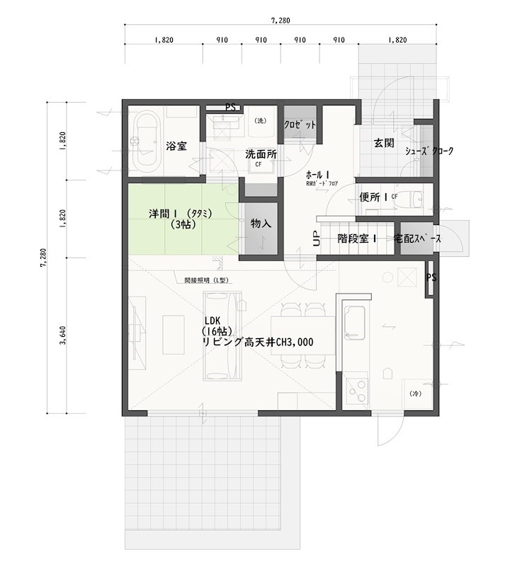 尾張旭市旭台　売地 建物プラン例（間取り図）