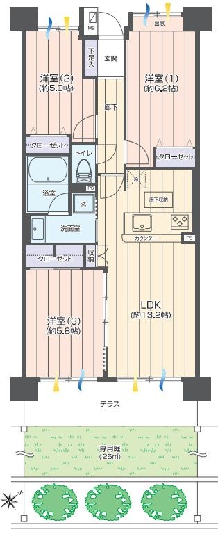 コスモ武蔵浦和ガーデンフォルム 間取図・土地図