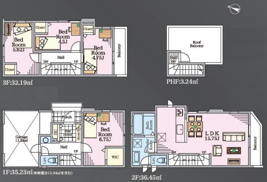 さいたま市中央区本町東５丁目新築戸建　全3棟　3号棟 間取図・土地図