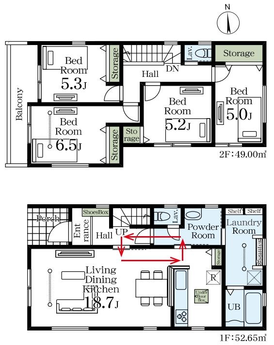 戸田市美女木１丁目新築戸建　全4棟　4号棟 間取図・土地図