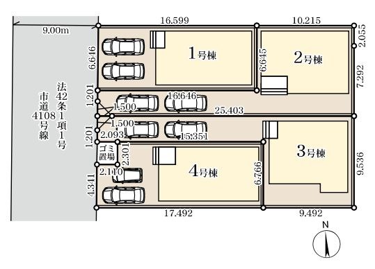戸田市美女木１丁目新築戸建　全4棟　4号棟 全体区画図