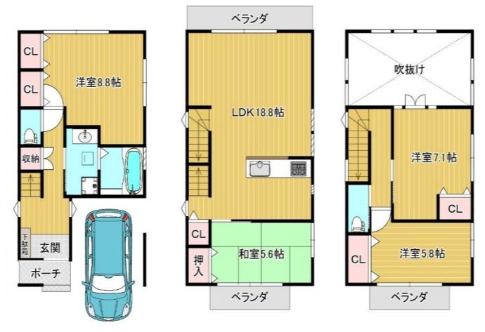 さいたま市浦和区仲町４丁目中古戸建 間取図・土地図