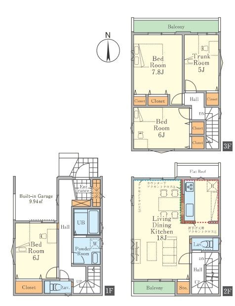 さいたま市南区辻１丁目新築戸建　全3棟　2号棟  間取図・土地図