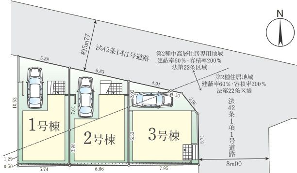 さいたま市南区辻１丁目新築戸建　全3棟　2号棟  全体区画図