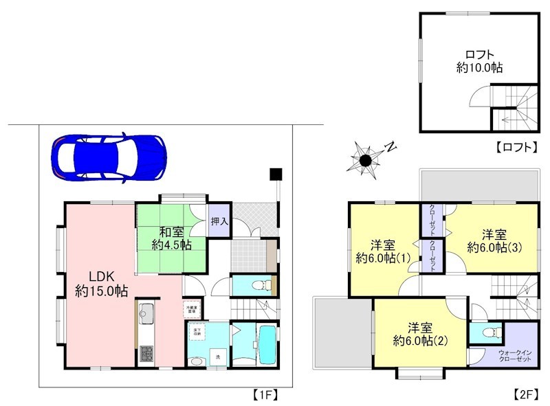 川口市大字芝　中古戸建 間取図・土地図