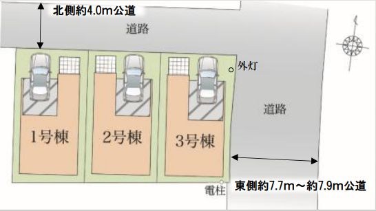 さいたま市南区四谷３丁目新築戸建　全3棟　2号棟 全体区画図