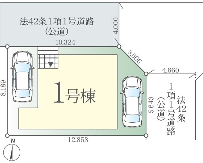 さいたま市中央区八王子３丁目新築戸建　全1棟 区画図