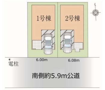 さいたま市南区辻１丁目新築戸建　全2棟　1号棟 全体区画図