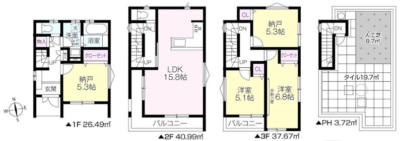 蕨市北町４丁目新築戸建　全1棟 間取図・土地図