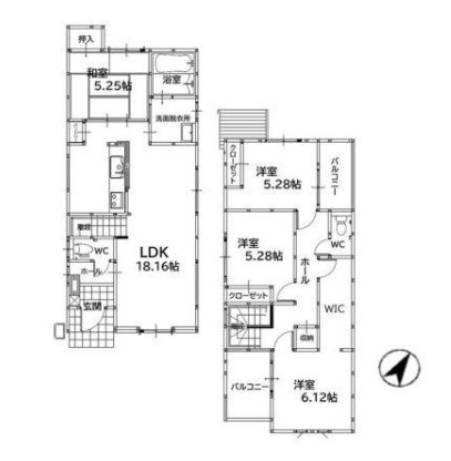 小倉北区篠崎3丁目2期2号棟 間取図・土地図