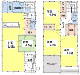 小倉南区蜷田若園3丁目1期1号棟 間取図・土地図
