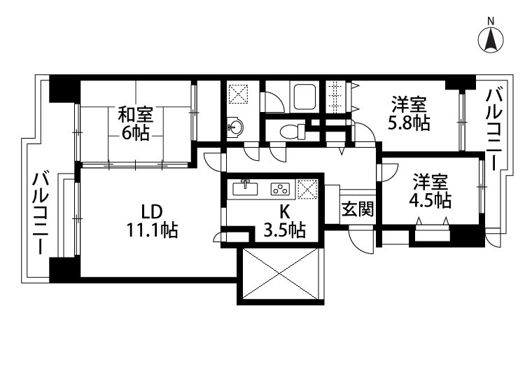 シャルマンコーポ駅南 703号室 間取り図