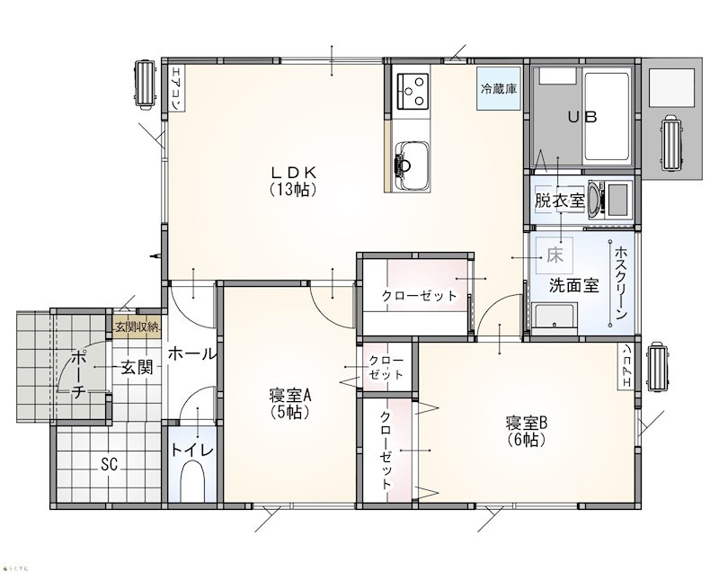 新津平屋住宅 間取り図