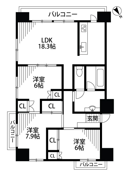 富士マンション 1004号室 間取り図