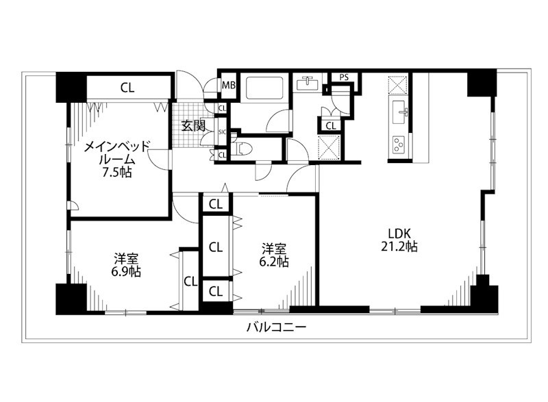 リバーシティ日東 10-D号室 間取り図