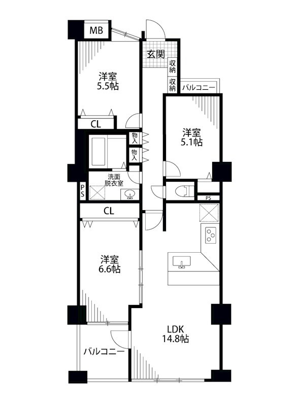 ダイアパレスロイヤルシティ東幸町西棟 308号室 間取り図