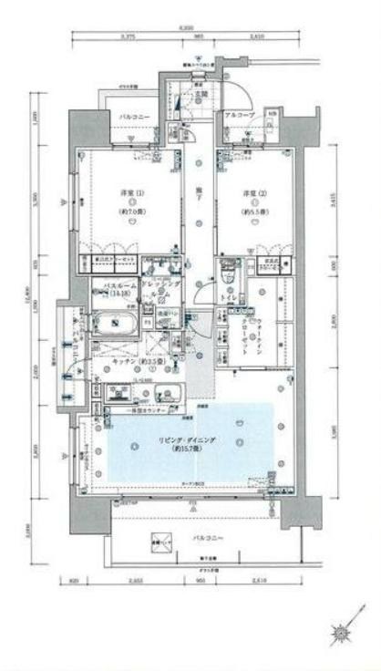 サーパス関新リバープレイス 1401号室 間取り図