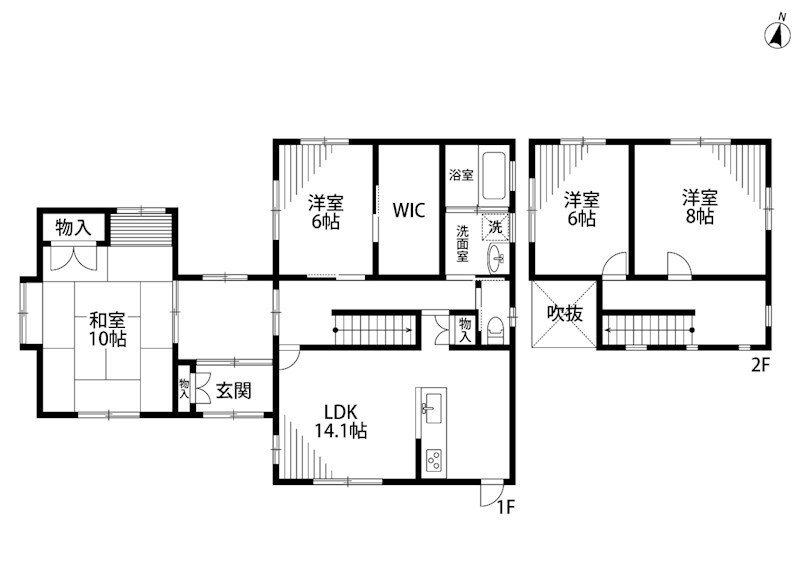 中央区水道町2丁目戸建て 間取り図